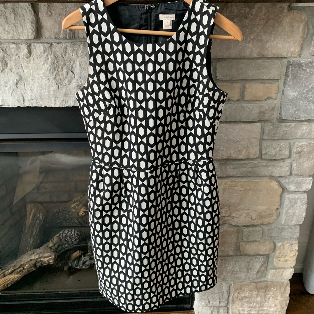 J. Crew Black and White Geometric Dress Size 4